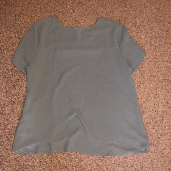 sage green scalloped top - Picture 2 of 5